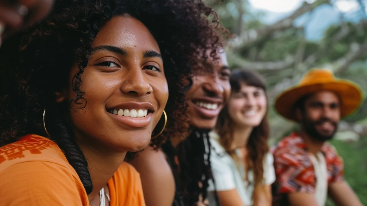 Colaboradora da TRION sorrindo durante uma pausa no ambiente de trabalho